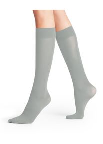 Kniestr&uuml;mpfe Falke "Pure Matt", Damen, Gr. 35-38, grau (silber (3462)), Obermaterial: 91% Polyamid PA. 9% Elasthan EL., Socken Kniestr&uuml;mpfe