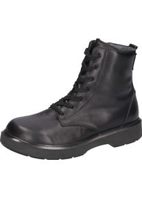 Waldl&auml;ufer Stiefelette WALDL&Auml;UFER "H-Quinn", Damen, Gr. 10 (44,5), schwarz, Nappaleder, Basic, Schuhe Stiefelette, Komfortboots, Schn&uuml;rboots in Bequemweite H (=sehr weit)