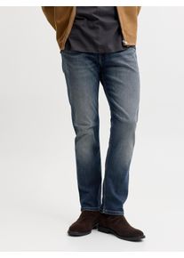 Jack & Jones Regular-fit-Jeans JACK & JONES "JJICLARK JJVINTAGE NOOS", Herren, Gr. 36, L&auml;nge 34, mid blau denim, Denim/Jeans, Obermaterial: 98% Baumwolle, 2% Elasthan, Abriebeffekte, regular fit lang, Jeans Regular-fit-Jeans, Baumwollmischung, regular fit