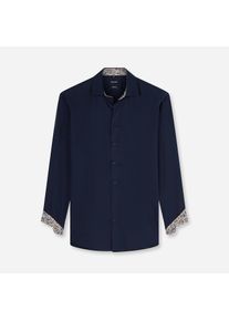 Langarmhemd OLYMP "Luxor", Herren, Gr. 41, N-Gr, blau (marine), Web, Obermaterial: 100% Baumwolle, tailliert normal, 2-Knopf-Manschette, Hemden Langarmhemd, Businesshemd, Global-Kentkragen, Modern Fit