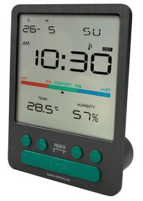 Funkwecker FILIUS zeitdesign, grau (dunkeltitanfarben), Wecker, Funkwecker, Wecker, Schlafzimmer, Anzeige Innentemperatur, Hygrometer, Tag, Monat