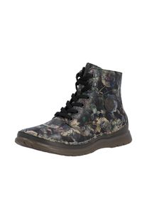 Schn&uuml;rboots Rieker, Damen, Gr. 39, bunt (multi), Lederimitat, Schuhe Schn&uuml;rboots, Keilabsatz, Herbstboots mit modischen Kontrastn&auml;hten