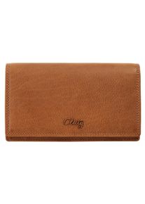 Geldb&ouml;rse CLUTY, Damen, braun (cognac), Leder, unifarben, Kleinlederwaren Geldb&ouml;rse, echt Leder