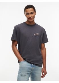 T-Shirt Tommy Jeans "TJM RELAXED NOVELTY", Herren, Gr. L, washed schwarz, Single Jersey, Obermaterial: 100% Baumwolle, relaxed fit normal, Rundhals, Shirts T-Shirt, relaxed Fit mit strukturierter R&uuml;ckengrafik