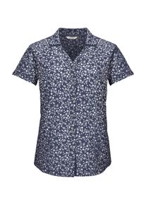 Funktionshemd Killtec "KOS 86 WMN WVN SHRT", Damen, Gr. 42, Normalgr&ouml;&szlig;en, blau (nachtblau), Obermaterial: 92% Polyester, 8% Elasthan, Hemden Funktionshemd, Schnelltrocknende Damenbluse mit floralem Print und Zierriegeln
