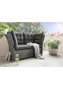 Gartenlounge-Bank Destiny "PALMA", grau (vintage grau), B:152cm H:83cm T:78cm, Polyrattan, Sitzb&auml;nke, Gartenlounge-Bank, Aluminium, Polyrattan, 2&acute;er Bank, inkl. Auflagen