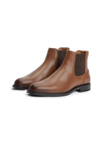 Chelseaboots Tommy Hilfiger "CORPORATE DRESSY LTH CHELSEA", Herren, Gr. 48, braun (cognac), Elastischer Einsatz, Nappaleder, Schuhe Chelseaboots, Stiefelette, Businessboots mit Used Finish