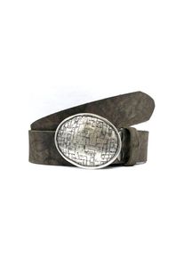 Rettungsring G&uuml;rtel Koppelg&uuml;rtel Vintage-Optik, Vollrindleder grau, Gr&ouml;&szlig;e 100