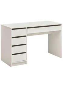 Mid.you Schreibtisch, Wei&szlig;, Holzwerkstoff, 5 Schublade(n) Schubladen, rechteckig, 120x76x55 cm, B&uuml;rom&ouml;bel, Schreibtische, Schreibtische