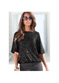 Lascana Paillettenshirt mit weiten &Auml;rmeln, festliches Glitzershirt, Partyshirt schwarz, Gr&ouml;&szlig;e 40/42