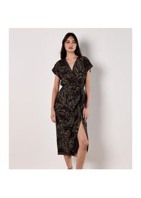 Apricot Midikleid &raquo;Druckkleid&laquo; 2 tlg. in Wickeloptik schwarz, Gr&ouml;&szlig;e L (40)
