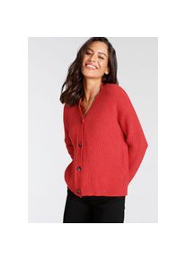 Laura Scott Strickjacke aus Grobstrick, perfekt f&uuml;r den &Uuml;bergang rot, Gr&ouml;&szlig;e 36/38 (S)