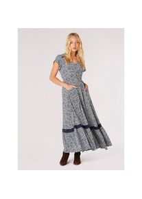 Apricot Druckkleid &raquo;Gemustertes Maxikleid&laquo; 1 tlg. mit bestickter Bord&uuml;re blau, Gr&ouml;&szlig;e S (36)