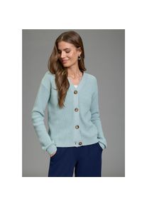 Laura Scott Strickjacke aus Grobstrick, perfekt f&uuml;r den &Uuml;bergang blau, Gr&ouml;&szlig;e 32/34
