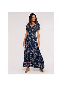 Apricot Druckkleid &raquo;Florales Maxikleid&laquo; mit gesmokter Taille blau, Gr&ouml;&szlig;e XL (42)