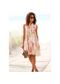 Lascana Hemdblusenkleid &raquo;mit Alloverprint und Volants&laquo; &auml;rmelloses Sommerkleid, Strandkleid, Webkleid, Tunikakleid orange, Gr&ouml;&szlig;e 44