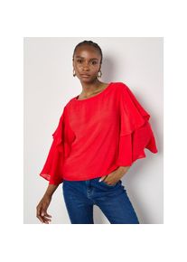 Apricot Shirtbluse &raquo;Chiffonblusentop&laquo; mit ger&uuml;schten Armen rot, Gr&ouml;&szlig;e L (40)