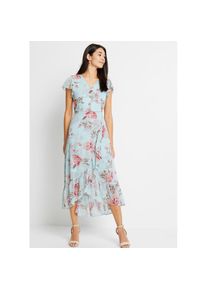 bonprix Chiffonkleid f&uuml;r eleganten Anlass, aus Polyester, ausgestellte Passform blau, Gr&ouml;&szlig;e 54