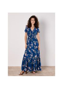 Apricot Druckkleid &raquo;Florales Maxikleid&laquo; mit gesmokter Taille blau, Gr&ouml;&szlig;e XS (34)