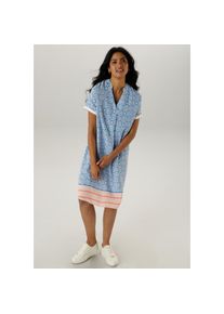 Aniston SELECTED Blusenkleid mit farbharmonischen Ornamenten-Musterung blau, Gr&ouml;&szlig;e 38