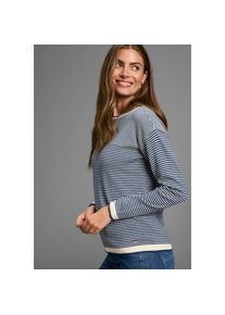 Laura Scott Rundhalspullover Feinstrickpullover aus Strukturstrick mit Streifen wei&szlig;, Gr&ouml;&szlig;e 44/46