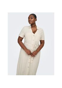 Only CARMAKOMA Blusenkleid &raquo;CARSIESTA SS LIN BL SHIRT DRESS PNT NOOS&laquo; beige, Gr&ouml;&szlig;e 50