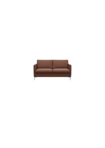 2-Sitzer FLEXLUX "Fiore, super Sitzkomfort durch Kaltschaum im Sitz", braun (old chesnut), B:149cm H:85cm T:92cm, 100% Echteder, Sofas, 2-Sitzer, schmale Armlehnen, F&uuml;&szlig;e Alu