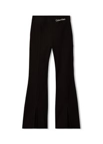 Schlaghose Calvin Klein Jeans "RIB FLARE PANT", M&auml;dchen, Gr. 8 (128), N-Gr, schwarz (pvh schwarz), Sweatware, Obermaterial: 100% Baumwolle, unifarben, regular fit lang, Hosen Schlaghose, Regular fit mit elastischem Bund