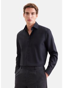 Businesshemd Seidensticker "Schwarze Rose", Herren, Gr. 3XL (48), normale &Auml;rmell&auml;ngen, schwarz, 100% Baumwolle, Strukturmuster, regular fit, 2-Knopf-Manschette, Hemden Businesshemd, Regular 1/1 Kentkragen Struktur