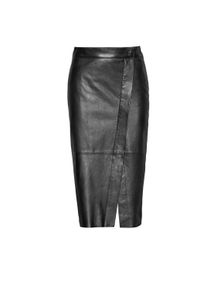 Bleistiftrock Bugatti "Bugatti Lederrock", Damen, Gr. 36, schwarz, Obermaterial: 100% Lammleder LEL., uni, regular fit, R&ouml;cke Bleistiftrock, mit modernen Frontschlitz