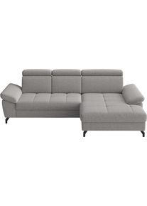 Sit & More Ecksofa SIT & MORE "Vanity, L-Form, B: 264 cm", grau, B:264cm H:84cm T:181cm, 100% Polyester, Sofas, Ecksofa, Inkl.Sitz-,Kopf-und Armteilverstellung
