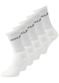 Jack & Jones Tennissocken JACK & JONES "JACREGEN TENNIS SOCK 5 PACK NOOS", Herren, wei&szlig; (wei&szlig; pack:wei&szlig; * 5 strip), Baumwollmischung, unifarben, elastisch, Socken Tennissocken, mit Stretchanteil