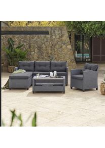 Ambia Garden Loungegarnitur, Grau, Metall, Kunststoff, Textil, F&uuml;llung: Polyester,Schaumstoff, L-Form, eckig, UV-best&auml;ndig, wetterfest, Gartenm&ouml;bel, Loungem&ouml;bel, Loungegarnituren