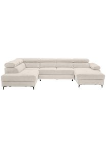 Stylife Wohnlandschaft, Beige, Metall, U-Form, Ottomane links, 333x206 cm, Made in EU, R&uuml;cken echt, Liegefunktion, Wohnzimmer, Sofas & Couches, Wohnlandschaften, Wohnlandschaften in U-Form