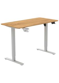 Livetastic Schreibtisch, Wei&szlig;, Plankeneiche, Metall, Kunststoff, Holzwerkstoff, rechteckig, eckig, 60x70-115x120 cm, h&ouml;henverstellbar, Memoryschalter, Getr&auml;nkehalter, Headsethalter, B&uuml;rom&ouml;bel, Schreibtische, H&ouml;henverstellbare Schreibtische