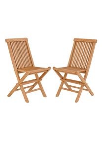 Gardenson Gartenstuhl-Set, Teakfarben, Holz, Teakholz, massiv, 46x89x62 cm, faltbar, Gartenm&ouml;bel, Gartensessel, Gartenst&uuml;hle