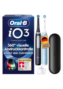 Oral-B, Elektrische Zahnb&uuml;rste &raquo;iO Series 3 Doppelpack&laquo; 2 Stk. Aufsteckb&uuml;rsten Magnet-Technologie, Matt Black/Ice Blue, Oral-B iO - unsere 