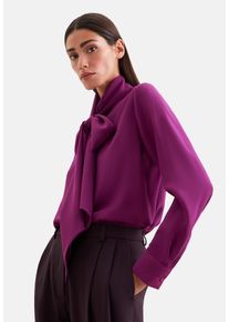 Schluppenbluse Seidensticker, Damen, Gr. XXL (44), lila (fuchsia), 100% Seide, unifarben, regular fit, Blusen Schluppenbluse, 1/1 Binderkragen Uni