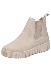 Winterboots Rieker, Damen, Gr. 41, beige (hellbeige), Lederimitat, unifarben, Schuhe Winterboots, Chelseaboots, Plateausneaker, Stiefelette, Rei&szlig;verschluss und Stretch