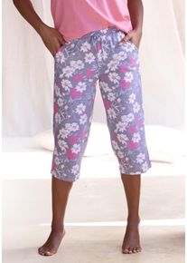 Caprihose, Damen, Gr. 48/50, N-Gr, blau (graublau, pink, gebl&uuml;mt), Single Jersey, Obermaterial: 100% Baumwolle, VIVANCE DREAMS BY LASCANA, gemustert, Basic, bequem 3/4-L&auml;nge, Hosen Caprihose, in schmaler Form