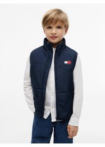 Steppweste Tommy Hilfiger, Jungen, Gr. 16 (176), schwarz night navy, Web, Obermaterial: 100% Polyester. Futter: 100% Polyester. F&uuml;llung: 50% Polyester, 50% Polyester (REPREVE), unifarben, regular fit normal, Rundhals, Westen Steppweste, Kinder bis 16 Jahre, Druck