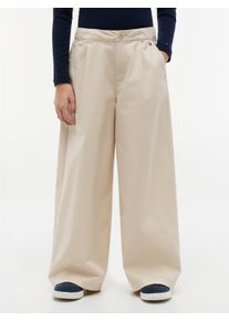 Stoffhose Tommy Hilfiger, M&auml;dchen, Gr. 4 (104), N-Gr, beige (classic beige), Web, Obermaterial: 97% Baumwolle, 3% Elasthan, unifarben, regular fit lang, Hosen Stoffhose, Kinder bis 16 Jahre
