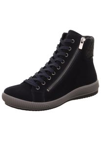 Schn&uuml;rboots Legero "TANARO 5.0", Damen, Gr. 43, blau (nachtblau), Textil, Veloursleder, Schuhe Schn&uuml;rboots, High Top-Sneaker mit zus&auml;tzlichem Rei&szlig;verschluss
