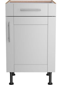 Unterschrank Optifit "Ahus", grau (hellgrau matt, wildeiche nachbildung), B:50cm H:87cm T:58,4cm, Schr&auml;nke, Unterschrank, Breite 50 cm