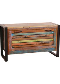 Schuhschrank Sit "Garderobe Altholz Metall Industrial Vintage Flur", bunt, B:85cm H:50cm T:35cm, Massivholz, Schr&auml;nke, Schuhschrank, Schuhschrank aus Altholz & Metall im Industrial Vintage Design
