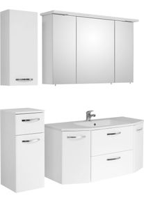 Badm&ouml;bel-Set SAPHIR "Quickset 326, 5-teilig, mit Mineralmarmorwaschtisch", wei&szlig;, B:145cm H:200cm T:48cm, Spanplatte, Kastenm&ouml;bel-Sets, Badm&ouml;bel-Set, Badezimmer-Set mit Unterschrank und H&auml;ngeschrank in Wei&szlig; Glanz