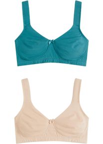 Minimizer-BH bonprix "Minimizer T-Shirt BH ohne B&uuml;gel mit Baumwolle (2er Pack)", Damen, Gr. 95, Cup E, mattpetrol, mattbeige, Obermaterial: 90% Baumwolle, 10% Elasthan. Futter: 90% Baumwolle, 10% Elasthan, BHs Minimizer-BH, b&uuml;gelloses Design, f&uuml;r den Alltag, klassische Passform