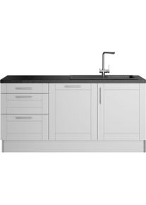 K&uuml;che Optifit "Ahus", schwarz (k&uuml;che: grau, front: hellgrau matt, korpus: hellgrau, arbeitsplatte: granit schwarz), B:180cm H:90,8cm T:60cm, Komplettk&uuml;chen-Sets, K&uuml;che, 180 cm breit, wahlw.mit E-Ger&auml;ten, Soft Close Funktion, MDF Fronten