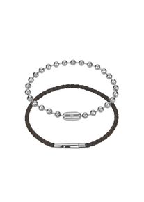 Armband MARC LAUDER "MS01RS", braun (schwarz braun, silber), Armb&auml;nder, Herren, 21.2cm/21.5cm, Edelstahl Leder, Edelstahl, Leder, Armband