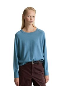 Marc O'Polo Rundhalspullover MARC O'POLO DENIM, Damen, Gr. S, blau (medium blau melange), Strick, Obermaterial: 58% Baumwolle, 25% Polyamid, 17% Polyester, regular fit, Rundhals, Rippstrickb&uuml;ndchen, Pullover Rundhalspullover, regular fit, Strick, aus Soft Cotton Stretch, Raglan&auml;rmel